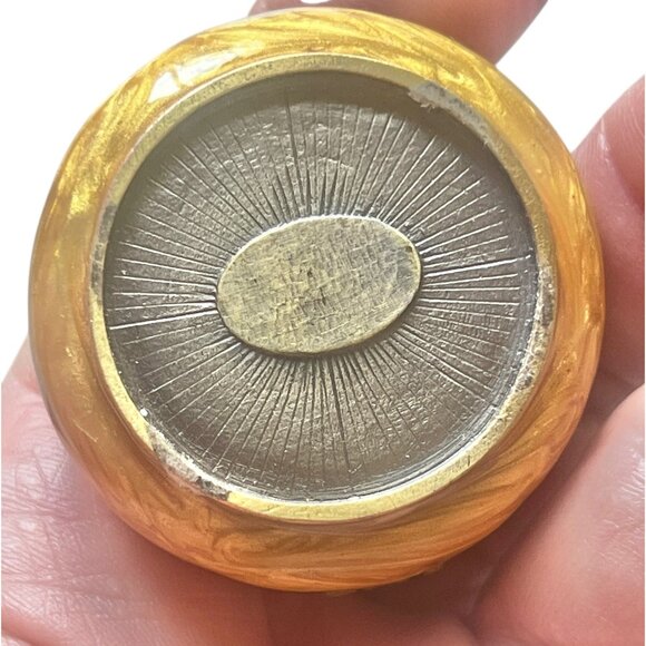 Gold Colored Hinged Trinket Box With Rhinestone Fleur-De-Lis Design 1.25” diamet - Picture 2 of 4